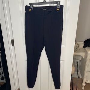 Express Midnight Navy Pants with Gold Buttons